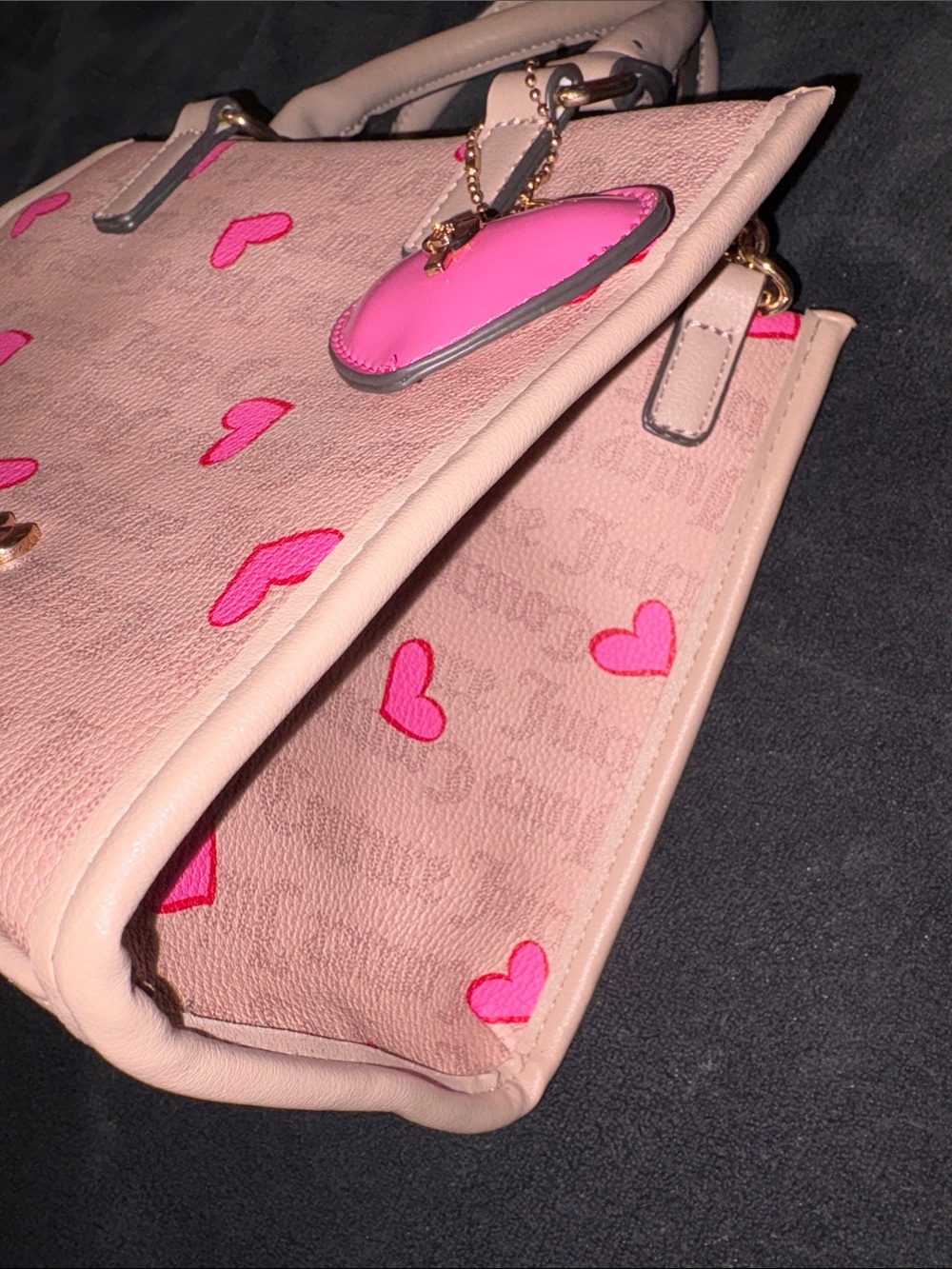 Juicy Couture Pink Heart Accent Purse with Gold Logo - Picture 2 of 14